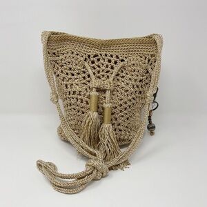 The Sak Women’s Sayulita Drawstring Crochet Bucket Bag in Bamboo